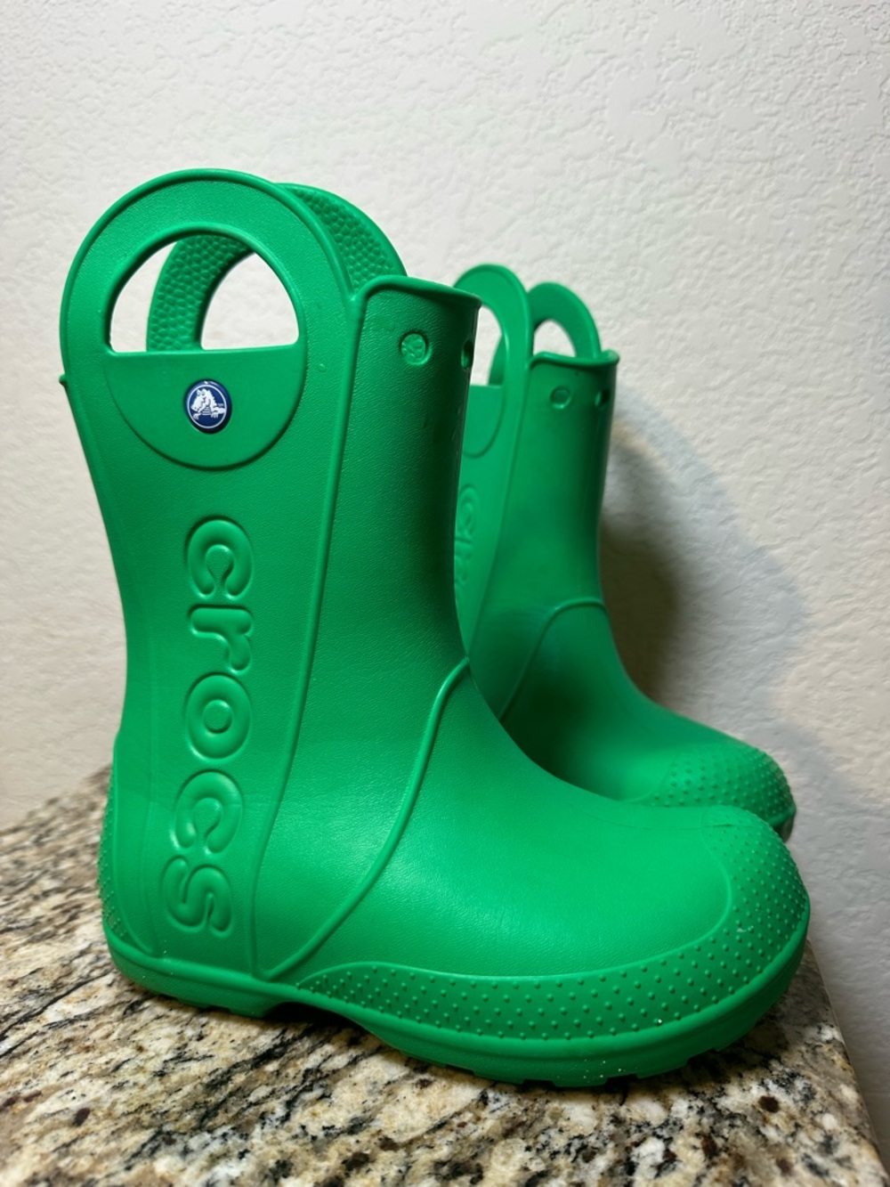 CROCS Kids' Bright Green Handle Rain Boots